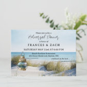 Beach and Dunes QR Code Rehearsal Dinner Kaart (Staand voorkant)