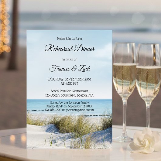Beach and Dunes Rehearsal Dinner Invitation Kaart