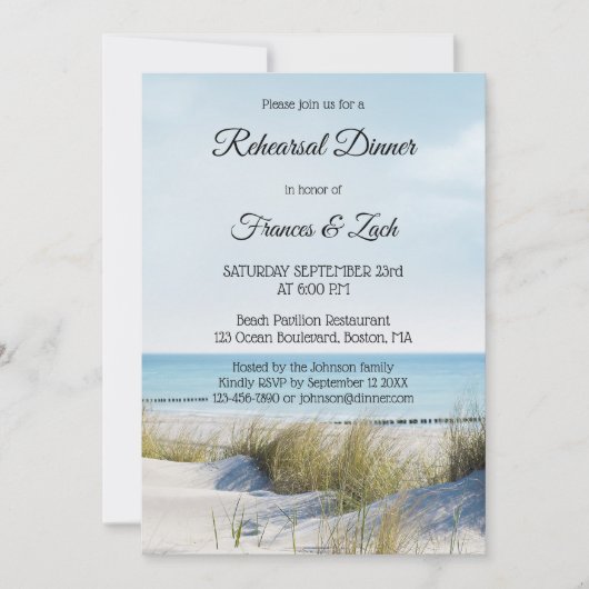 Beach and Dunes Rehearsal Dinner Invitation Kaart (Voorkant)