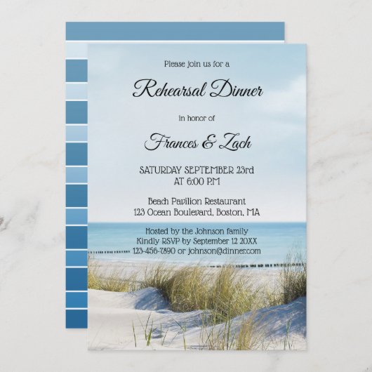 Beach and Dunes Rehearsal Dinner Invitation Kaart (Voorkant / Achterkant)