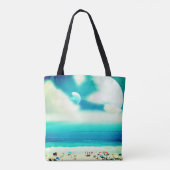 Beach and giant planets surreal travel  tote bag (Achterkant)