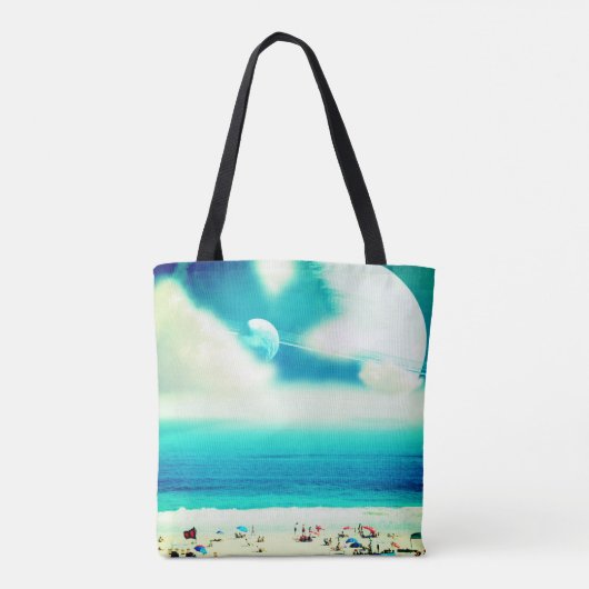 Beach and giant planets surreal travel  tote bag (Achterkant)