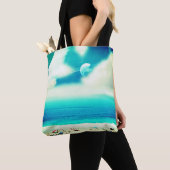 Beach and giant planets surreal travel  tote bag (Dichtbij)