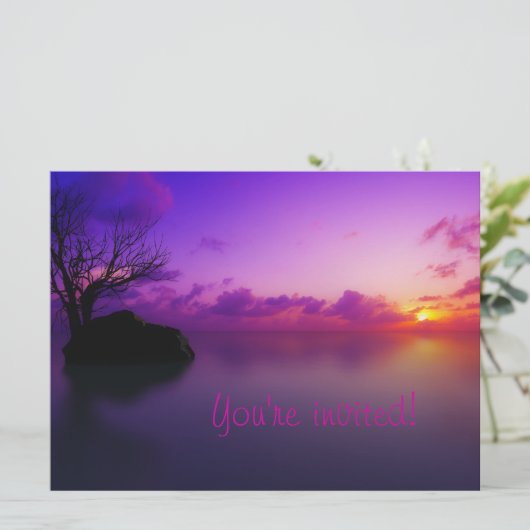 Beach and Glitter Invitation Kaart (Staand voorkant)