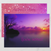 Beach and Glitter Invitation Kaart (Voorkant / Achterkant)