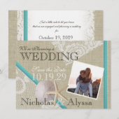 Beach and Lace Romantic Save the Date (Voorkant / Achterkant)