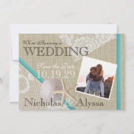 Beach and Lace Romantic Save the Date