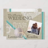 Beach and Lace Romantic Save the Date (Voorkant / Achterkant)