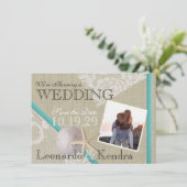 Beach and Lace Romantic Save the Date (Staand voorkant)