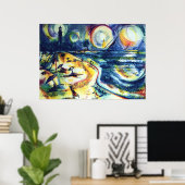 Beach and Lighthouse 3 Poster (Thuiskantoor)