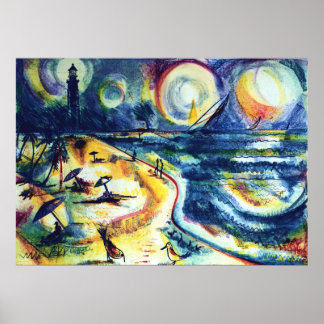 Beach and Lighthouse 3 Poster