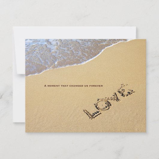 Beach and Love Quote Wedding Invitation Kaart (Voorkant)