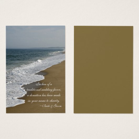 Beach and Ocean Wedding Charity Favor Card Visitekaartjes (Voorkant /achterkant)