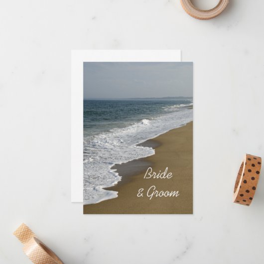 Beach and Ocean Wedding Flat Note-kaarten Notitiekaartje (Voorkant / Achterkant in situ)