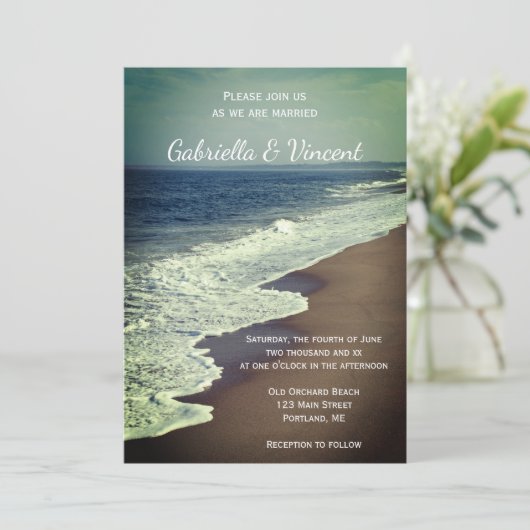 Beach and Ocean Wedding Kaart (Staand voorkant)