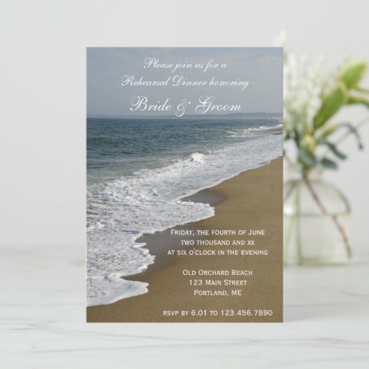 Beach and Ocean Wedding Rehearsal Dinner Kaart (Staand voorkant)