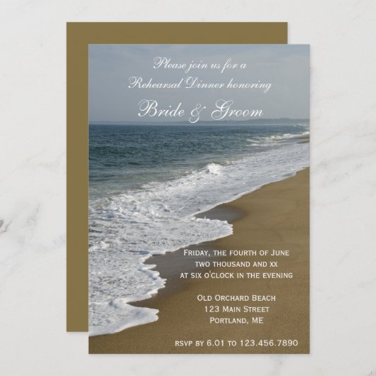 Beach and Ocean Wedding Rehearsal Dinner Kaart (Voorkant / Achterkant)