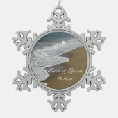 Beach and Ocean Wedding Tin Sneeuwvlok Ornament (Voorkant)