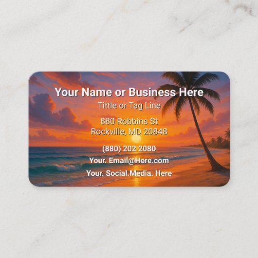 Beach and Palm Trees Business Card Personal Visitekaartje (Voorkant)