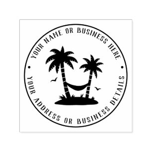 Beach and Palm Trees Business Name Return Address Zelfinktende Stempel