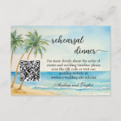 Beach and Palm Trees QR Code Rehearsal Dinner Informatiekaartje (Voorkant)