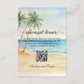 Beach and Palm Trees QR Code Rehearsal Dinner Informatiekaartje (Voorkant)