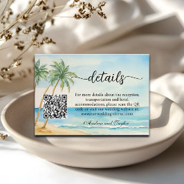 Beach and Palm Trees QR Code Wedding Details Informatiekaartje