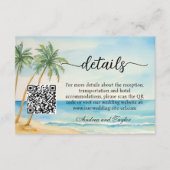Beach and Palm Trees QR Code Wedding Details Informatiekaartje (Voorkant)