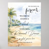 Beach and Palm Trees Rehearsal Dinner Welcome Poster (Voorkant)