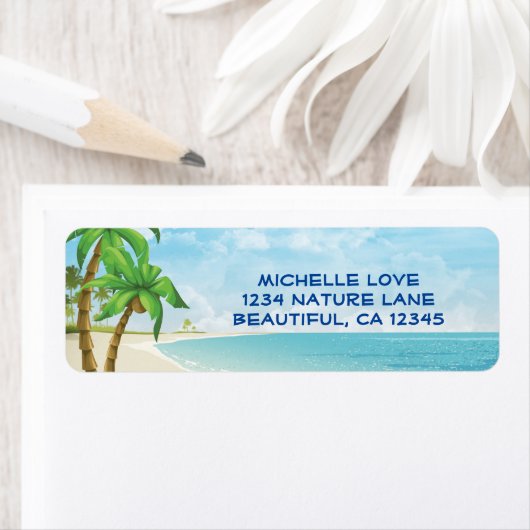 Beach and Palm Trees Tropical Address Label (Insitu)