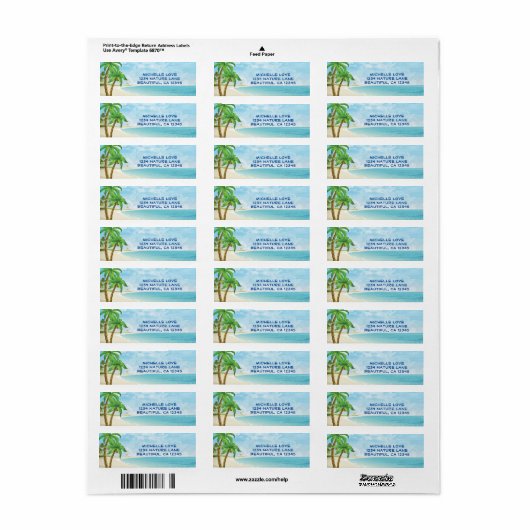 Beach and Palm Trees Tropical Address Label (Full Sheet)