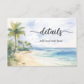 Beach and Palm Trees Wedding Details Informatiekaartje (Voorkant)