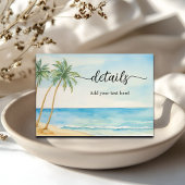 Beach and Palm Trees Wedding Details Informatiekaartje