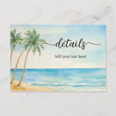 Beach and Palm Trees Wedding Details Informatiekaartje (Voorkant)