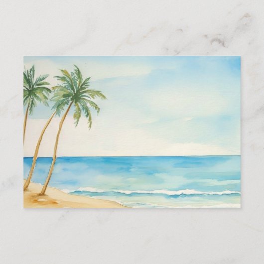 Beach and Palm Trees Wedding Details Informatiekaartje (Achterkant)