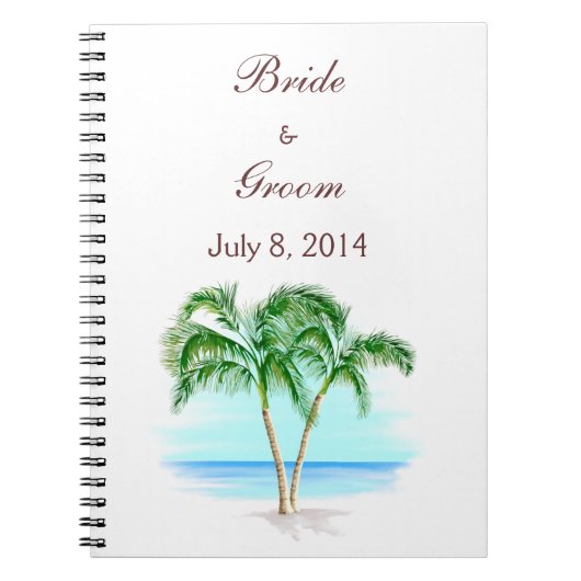 Beach and Palm Trees Wedding Guest Book Notitieboek (Voorkant)