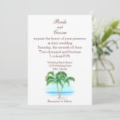 Beach and Palm Trees Wedding Invitation Kaart (Staand voorkant)