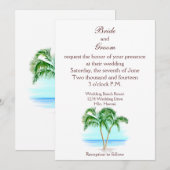 Beach and Palm Trees Wedding Invitation Kaart (Voorkant / Achterkant)