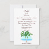 Beach and Palm Trees Wedding Invitation Kaart (Voorkant)