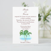 Beach and Palm Trees Wedding Invitation Kaart (Staand voorkant)
