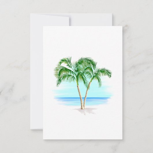 Beach and Palm Trees Wedding Invitation Kaart (Achterkant)