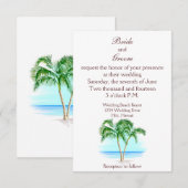 Beach and Palm Trees Wedding Invitation Kaart (Voorkant / Achterkant)