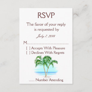 Beach and Palm Trees Wedding RSVP Kaartje