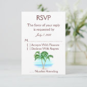 Beach and Palm Trees Wedding RSVP Kaartje (Staand voorkant)