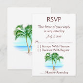 Beach and Palm Trees Wedding RSVP Kaartje (Voorkant / Achterkant)