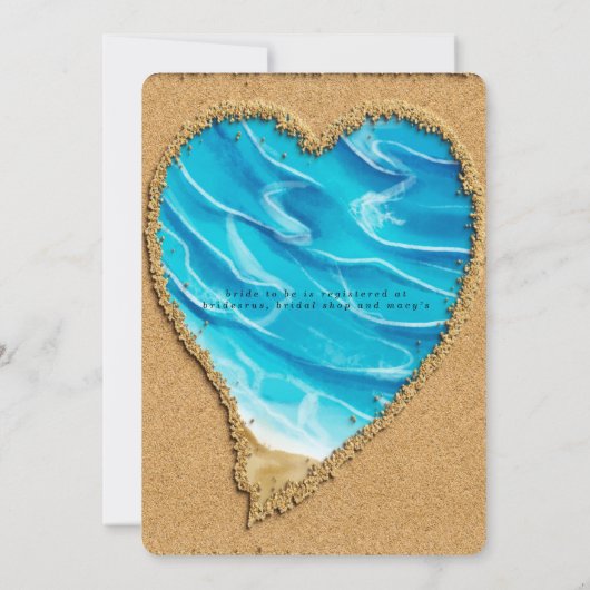 Beach and Sand Heart Bridal Shower Kaart (Achterkant)
