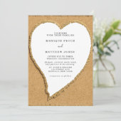 Beach and Sand Heart Destination Wedding Invitati Kaart (Staand voorkant)