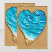 Beach and Sand Heart Destination Wedding Kaart (Voorkant / Achterkant)