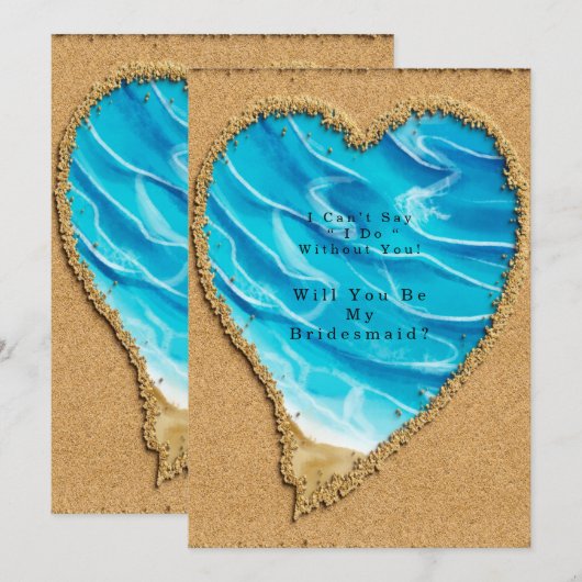 Beach and Sand Heart, zal je mijn Bridesmaid zijn Kaart (Voorkant / Achterkant)