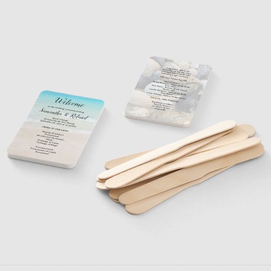 Beach and Seashells Wedding Fan Programme Handwaaier (Niet-gemonteerd)